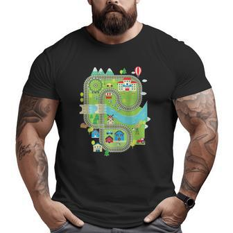 Play Toy Train On Dad's Back Play Mat Train Track For Dad Big and Tall Men T-shirt | Mazezy