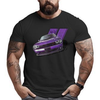 Plum Crazy Modern Muscle Car American V8 Engine Car Big and Tall Men T-shirt | Mazezy