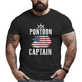 Pontoon Captain Flag Of America Sailor Fisherman Dad Big and Tall Men T-shirt | Mazezy