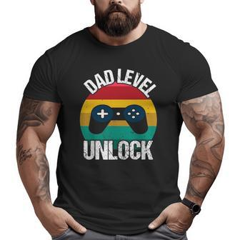 Pregnancy Announcement Dad Level Unlocked Soon Father Big and Tall Men T-shirt | Mazezy