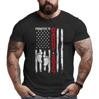 Promoted To Daddy 2024 First Time Fathers Day New Dad Big and Tall Men T-shirt | Mazezy