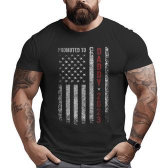 Promoted To Daddy Est 2023 First Time Dad Mens Big and Tall Men T-shirt | Mazezy