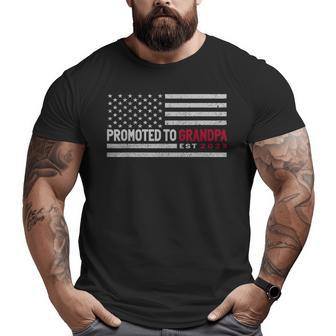 Promoted To Grandpa 2023 Cool Us Flag 2023 Grandfather Big and Tall Men T-shirt | Mazezy