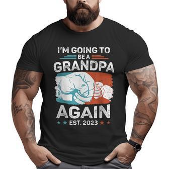 Promoted To Grandpa Again Est 2023 Pregnancy Announcement Big and Tall Men T-shirt | Mazezy AU