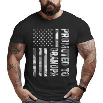 Promoted To Grandpa American Flag Camo Father's Day Shirt Big and Tall Men T-shirt | Mazezy
