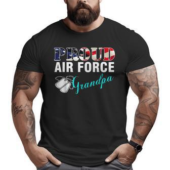 Proud Air Force Grandpa With American Flag Veteran Big and Tall Men T-shirt | Mazezy