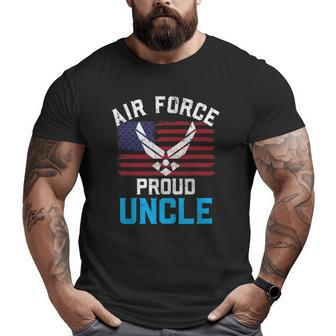 Proud Air Force Uncle American Flag Veteran Big and Tall Men T-shirt | Mazezy