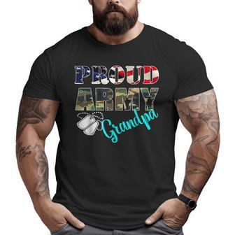 Proud Army Grandpa Flag American Military Family Big and Tall Men T-shirt | Mazezy