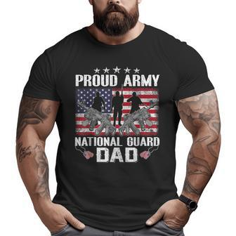 Proud Army National Guard Dad Usa Flag Military For 4Th July Big and Tall Men T-shirt | Mazezy