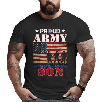 Proud Army National Guard Son Flag Veteran Big and Tall Men T-shirt | Mazezy