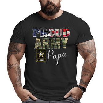Proud Army Papa With American Flag For Veteran Day Big and Tall Men T-shirt | Mazezy
