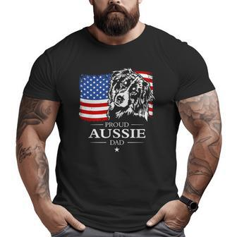 Proud Aussie Shepherd Dad American Flag Patriotic Dog Big and Tall Men T-shirt | Mazezy