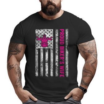 Proud Biker's Wife American Flag Patriotic Big and Tall Men T-shirt | Mazezy