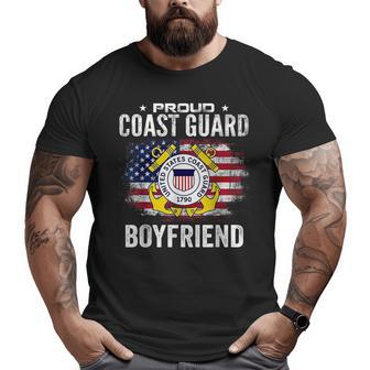 Proud Coast Guard Boyfriend With American Flag Veteran Veteran Big and Tall Men T-shirt | Mazezy