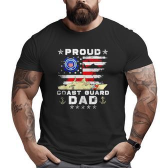 Proud Coast Guard Dad American Flag Big and Tall Men T-shirt | Mazezy
