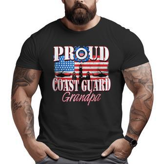 Proud Coast Guard Grandpa Usa Flag Men Grandpa Big and Tall Men T-shirt | Mazezy