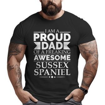 Proud Dad Of Awesome Sussex Spaniel Dog Dad Dog Owner Lover Big and Tall Men T-shirt | Mazezy