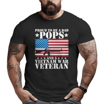 Proud To Be A Dad Pops And A Vietnam War Veteran Usa Flag Big and Tall Men T-shirt | Mazezy