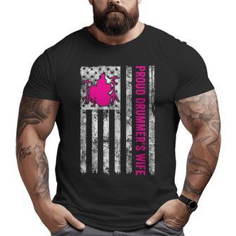 Proud Drummer's Wife American Flag Patriotic Big and Tall Men T-shirt | Mazezy