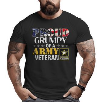 Proud Grumpy Of A Army Veteran American Flag Military Big and Tall Men T-shirt | Mazezy