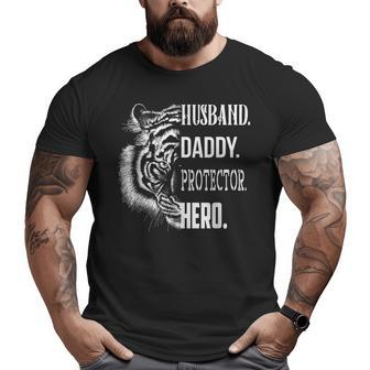 Proud Lion Cat Dad Best Father Husband Daddy Protector Hero Big and Tall Men T-shirt | Mazezy