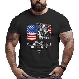 Proud Olde English Bulldog Dad American Flag Patriotic Dog Big and Tall Men T-shirt | Mazezy