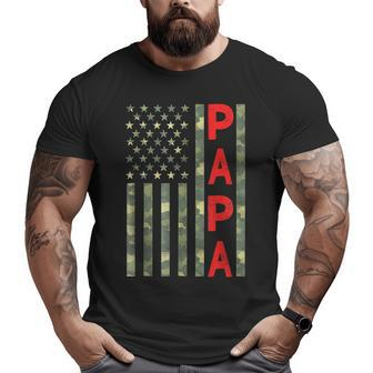 Proud Papa Camouflage American Flag Camo Father's Day Big and Tall Men T-shirt | Mazezy