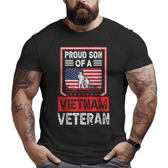 Proud Son Of A Vietnam Veteran Flag Military Veteran Big and Tall Men T-shirt | Mazezy