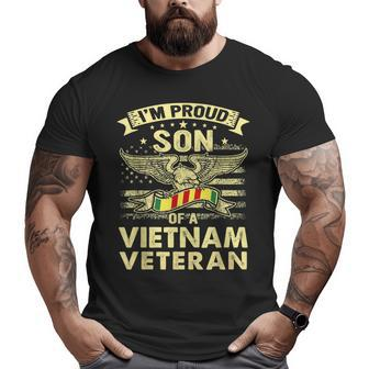 Proud Son Of A Vietnam Veteran Us Flag Military Family Big and Tall Men T-shirt | Mazezy