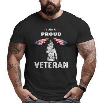 Proud Veteran Thank You Veterans On Veterans Day With Flag Big and Tall Men T-shirt | Mazezy
