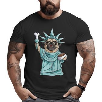 Pug Statue Of Liberty 4Th Of July Dog Lover Big and Tall Men T-shirt | Mazezy