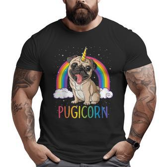 Pugicorn Pug Unicorn Girls Kids Space Galaxy Rainbow Big and Tall Men T-shirt | Mazezy