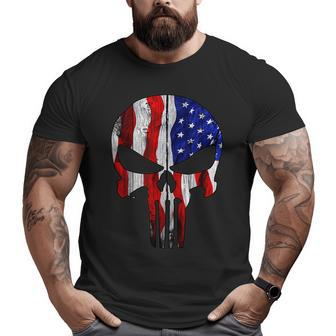 Punisher Skull Military American Flag Us Big and Tall Men T-shirt | Mazezy