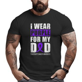Purple Ribbon Cancer Warrior Dad Pancreatic Cancer Awareness Big and Tall Men T-shirt | Mazezy AU