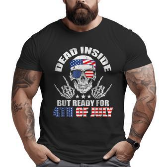 Ready For 4Th Of July Skull American Flag Skeleton Hand Rock Big and Tall Men T-shirt | Mazezy