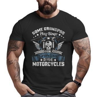 Real Grandpa Biker Shirt Fathers Day Motorcycle Ride Papa Big and Tall Men T-shirt | Mazezy