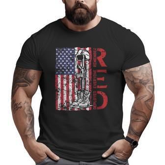 Red Friday Military Remember Everyone Deployed Us Army Retro Big and Tall Men T-shirt | Mazezy