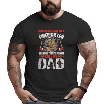Red Line Cool Firefighter Graphics Dad Big and Tall Men T-shirt | Mazezy