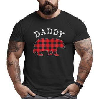 Red Plaid Daddy Bear Buffalo Matching Family Pajama Big and Tall Men T-shirt | Mazezy