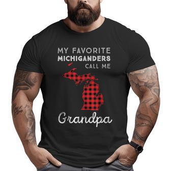Red Plaid Michigan Dad Grandpa My Favorite Michiganders Big and Tall Men T-shirt | Mazezy