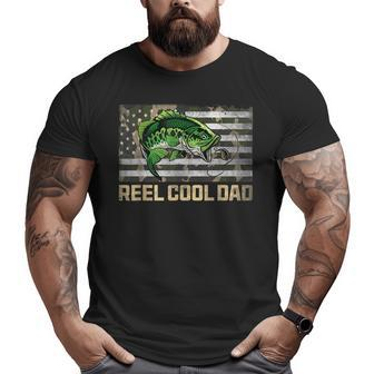 Reel Cool Dad Camouflage Flag Father's Day Fisherman Fishing Big and Tall Men T-shirt | Mazezy