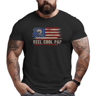 Reel Cool Pap American Usa Flag Fishing Fish Big and Tall Men T-shirt | Mazezy