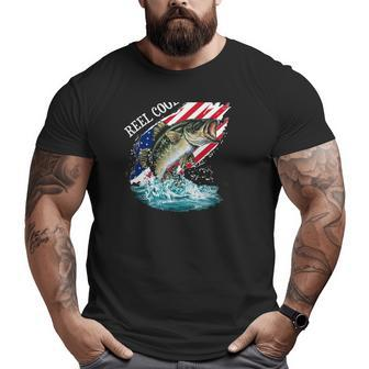 Reel Cool Papa American Flag Fishing Father's Day Big and Tall Men T-shirt | Mazezy