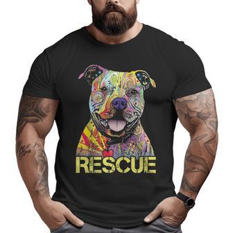 Rescue Dog Colorfull Pitbull Dog Adopt Don't Shop Big and Tall Men T-shirt | Mazezy