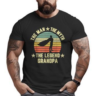 Retro Grandpa The Man The Myth The Legend Superhero Big and Tall Men T-shirt | Mazezy