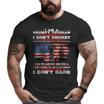 Retro I Am A Grumpy Veteran Big and Tall Men T-shirt | Mazezy