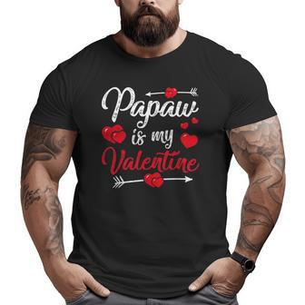 Retro Hearts Papaw Is My Valentines Day Father's Day Big and Tall Men T-shirt | Mazezy