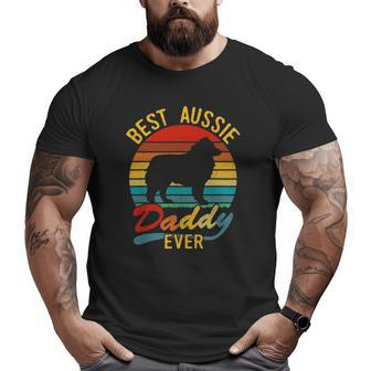 Retro Vintage Best Aussie Daddy Ever Australian Shepherd Dad Big and Tall Men T-shirt | Mazezy