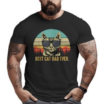 Retro Vintage Best Cat Dad Ever Father's Day Big and Tall Men T-shirt | Mazezy