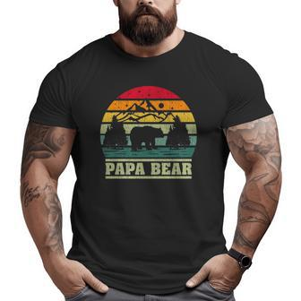 Retro Vintage Camping Lover Papa Bear Camper Big and Tall Men T-shirt | Mazezy